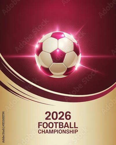Soccer Football World Cup 2026 Graphic Design with Radiant Red and Gold Background Ideal for Promotional Posters and Event Flyers