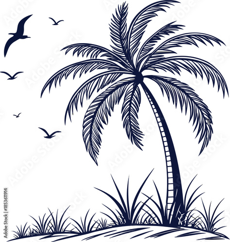 create-a-plam-tree-without-white-background-silhouette vector design