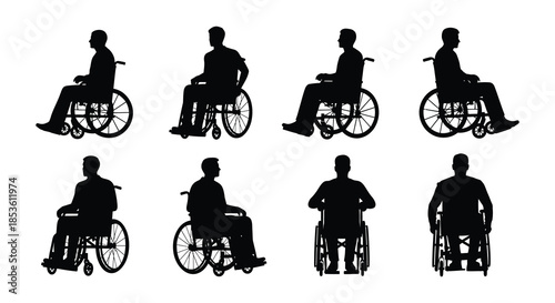Silhouettes of people in wheelchairs showcasing diverse perspectives and mobility assistance