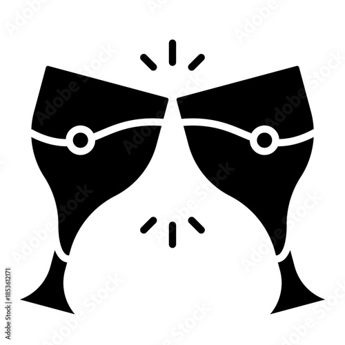 Two Toasted Champagne Flutes Silhouette Celebration Event Sparkle Joy