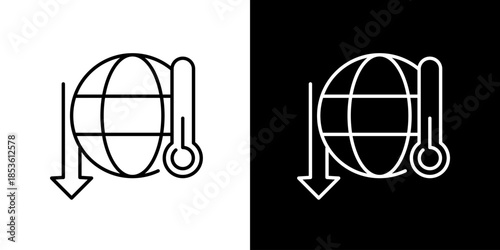 Global warming decreasing temperature climate change icon graphic illustration