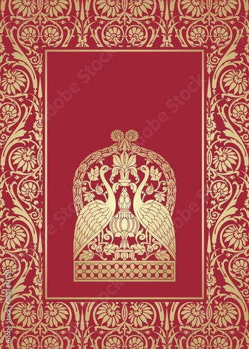peacocks, feathers ,wedding card design, royal India	