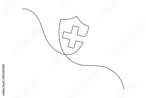 Medical cross one line illustration clean minimal healthcare hospital symbol