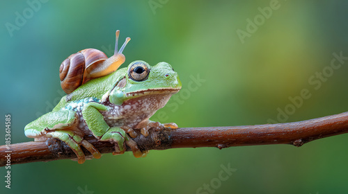 Wallpaper Mural Tiny Snail Riding Green Tree Frog Torontodigital.ca