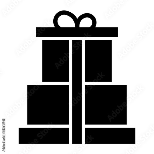 Stack of Black Gift Boxes Tied with a Simple Ribbon Bow Silhouette