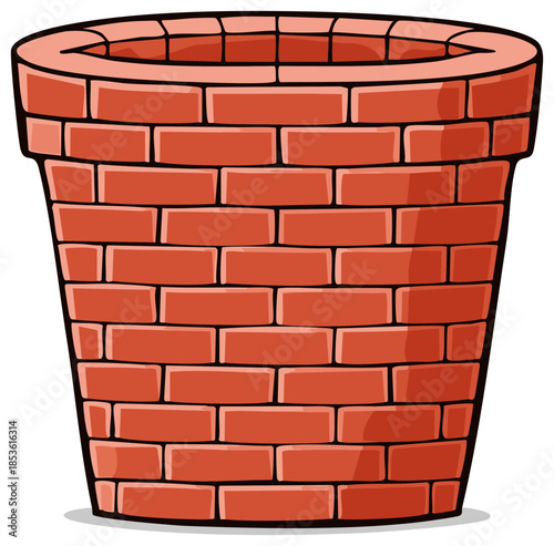 Illustration of a vintage brick chimney with a wide opening