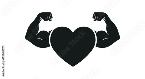 Strong arms embracing a heart shape a symbol of love and power a bold silhouette