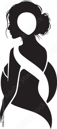 Elegant silhouette of a woman in a kimono with a sash