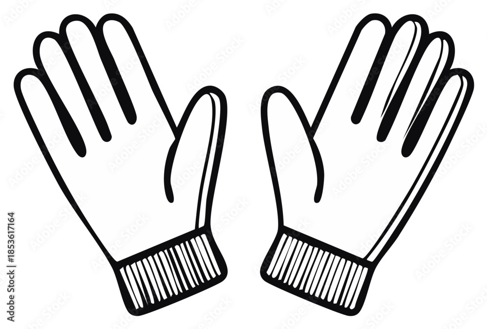 Obraz premium Pair of Winter Gloves Hand Drawn Illustration Wintertime Warmth
