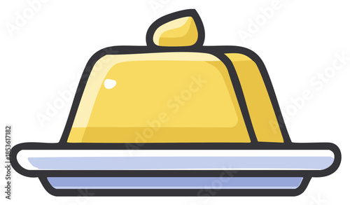 Vibrant yellow dessert with a glossy sheen served on a simple plate