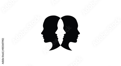 A striking visual representation of two human faces forming a unified profile silhouette