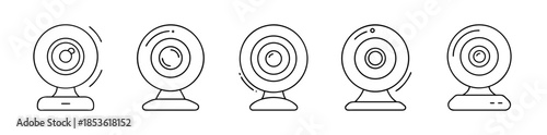 Webcam video conference icon set, streaming and communication symbol
