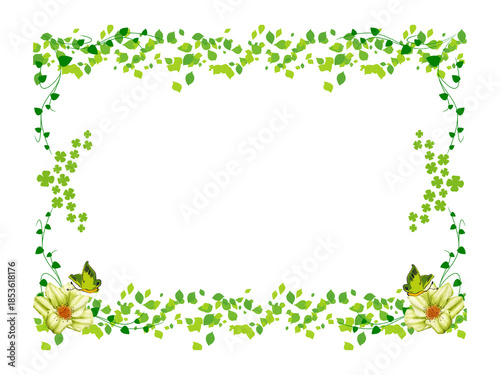 design element for greeting card border, Holiday invitation frame or ornamental border with decorative holly with copy space.