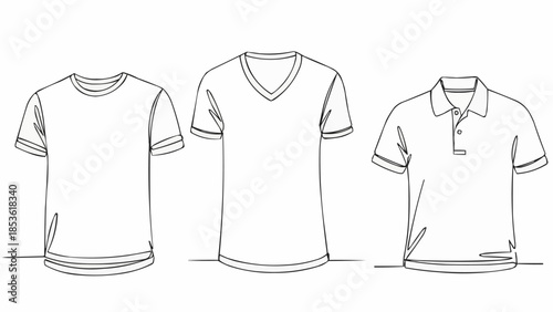 Three T-shirts in a row with different necklines.
