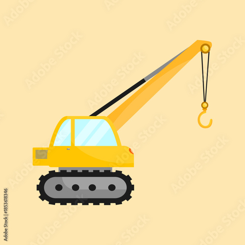 Illustration of a Yellow Mobile Crane with Hook