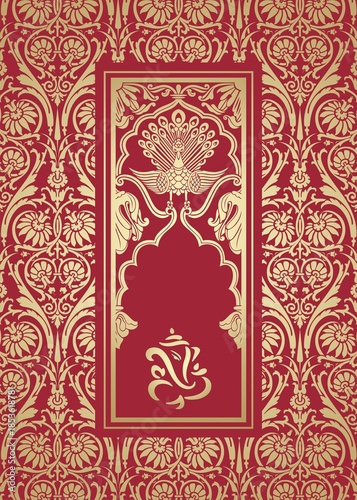 Ganesha, wedding card, royal Rajasthan, India	