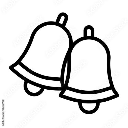 Outline Icon Of Two Festive Bells On White Background For New Years Celebration