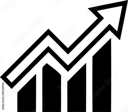 Growth icon. Containing performance, gain, improvement, grow, chart, increase, evolution and development icons. Solid icon collection. Vector illustration.