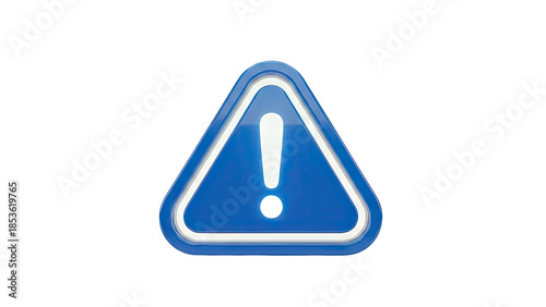 Blue Warning Sign Isolated on White Background