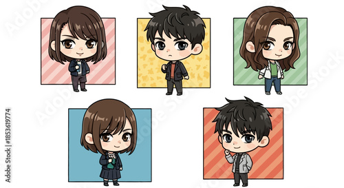 Confused chibi boy solving difficult math