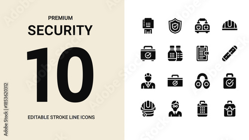 Premium Security Editable Stroke Line Icons Collection.
