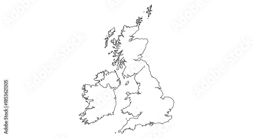 a detailed gray map showcasing the british isles including ireland and great britain silhouette