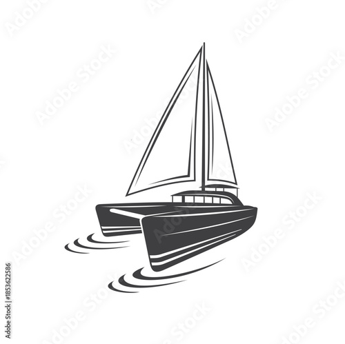 illustration of catamaran boat, vector art.