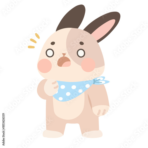 Cartoon Rabbit with Surprised Expression