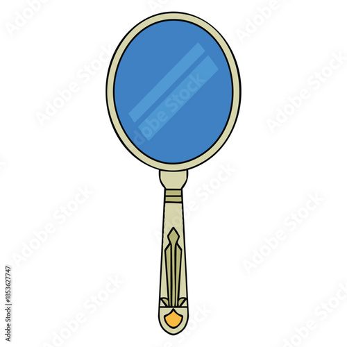 Hairdressing mirror vector illustration with glass and handle professional tool and accessory for hair styling salon barber shop and beauty themed artwork