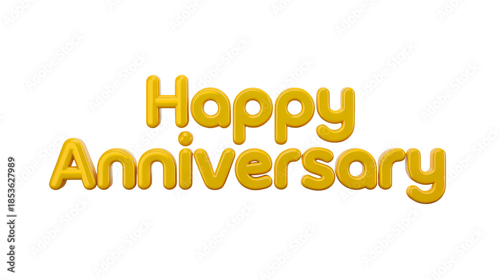 Fototapeta premium Golden Happy Anniversary text on white background