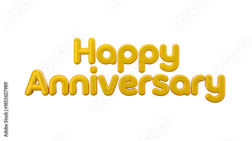 Golden Happy Anniversary text on white background