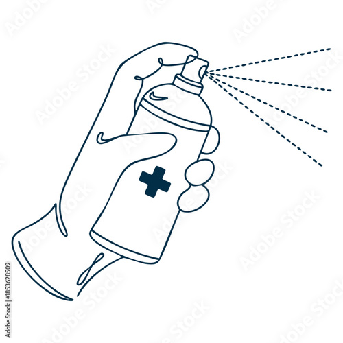 Hand sanitizer dispenser antibacterial spray infection control concept illustration showing alcohol spray bottle preventing cold flu virus ideal for hygiene themed artwork