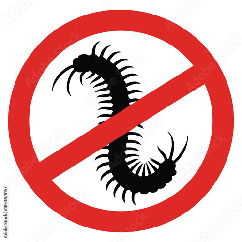 Harmful insect scolopendra prohibition sign vector illustration perfect for pest control service extermination and warning themed creative designs