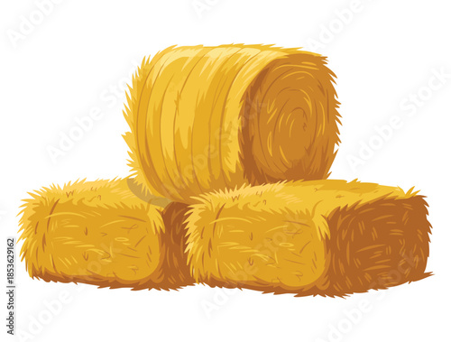 Hay stack on white background illustration drawn in clean vector style suitable for farming agricultural design rustic decoration or natural landscape themes