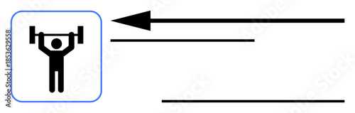Weightlifting concept. Strength and progress with a weightlifting icon and arrow symbol. Ideal for of fitness, growth, motivation, and directional movement. Useful for sport, health, goal achievement