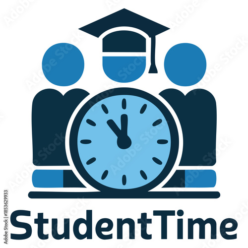 Human and clock symbol student time vector logo template suitable for education time planning learning systems tutoring branding and academic organizing tools