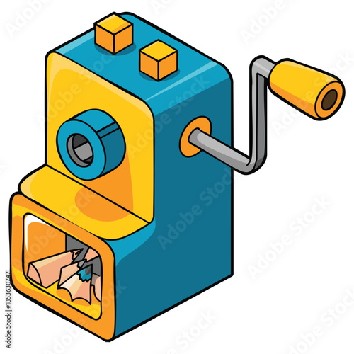Illustration of a equipment pencil sharpener on a white background school tool design perfect for stationery office learning or educational artwork