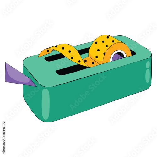 Illustration of a tape dispenser on a white background office supply design perfect for stationery theme school work desk tool or clean minimal artwork