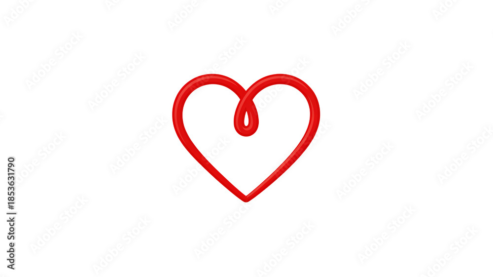 Fototapeta premium Glowing red heart symbol on white background