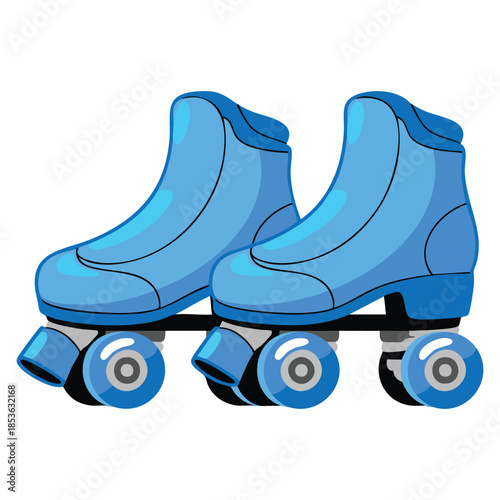 Illustration of pair of rollerskates in blue color isolated vector design ideal for skating sports recreation childhood activity or hobby themed artwork