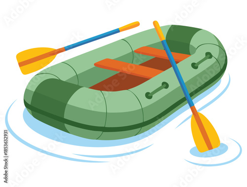 Inflatable boat with peddles cartoon simple style colorful vector illustration isolated on white background ideal for recreation water sports or nautical themed artwork