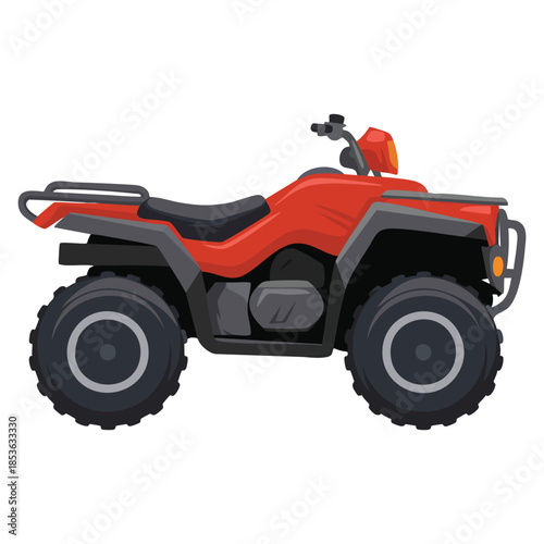 Isolated quad bike in side view vector illustration four wheeled motorcycle flat style icon perfect for transport themed design and vehicle artwork