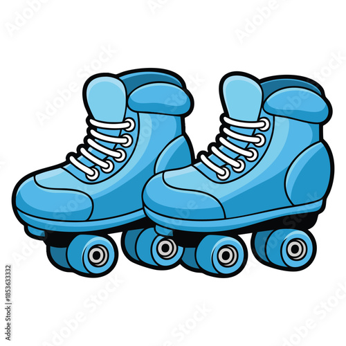 Isolated pair of rollerskates in blue color illustration vector design perfect for sports recreation skating hobby or childhood fun themed artwork