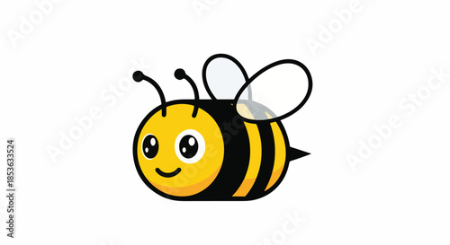 Cute cartoon bee illustration with big eyes and wings.