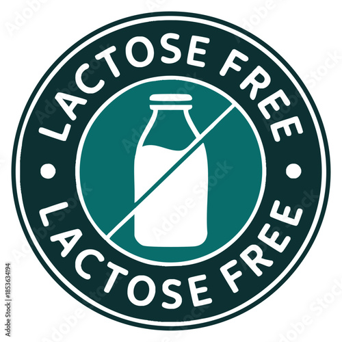 Lactose free vector logo or badge template suitable for stamp product label healthy food packaging or dairy free branding with clean simple natural focused design