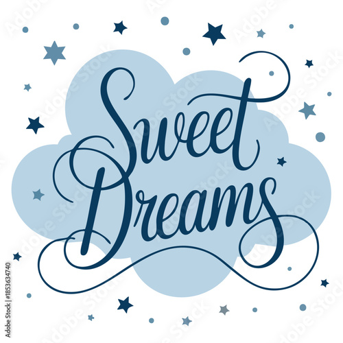 Light blue cartoon cloud cute vector illustration isolated perfect for sweet dreams, hand drawn style, children friendly, bedtime and sky themed artwork