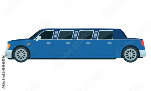 Limousine car elegant premium luxurious light blue vehicle side view flat vector illustration perfect for transportation automotive or luxury themed design