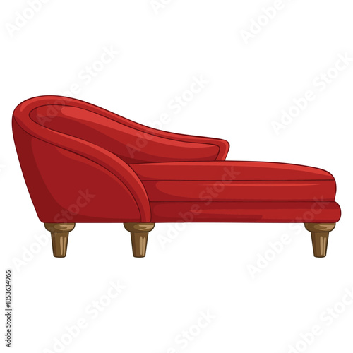 Living room furniture concept colorful sticker illustration with folding red sofa corner back vector design perfect for home apartment interior decor