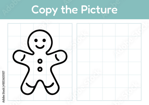 Gingerbread man drawing template for kids to copy  
