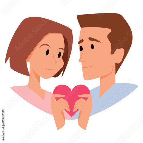 Loving couple holding heart vector illustration perfect for romantic designs valentines day affection and emotional relationship themed visuals